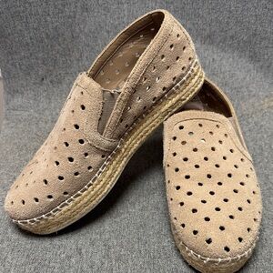 Steve Madden Tan Perforated Espadrille Loafers